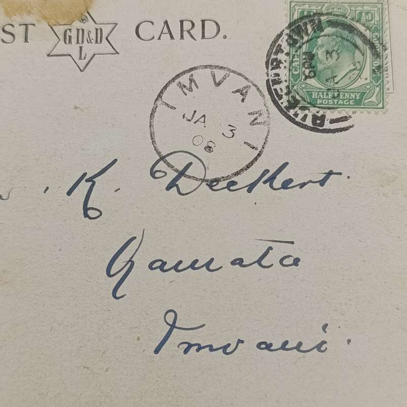 1908 Postcard Queenstown to Umtata - Rare Imvani postmark Port Elizabeth North Jetty picture