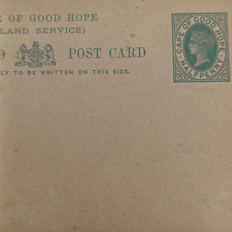Cape of Good Hope - Inland Service Reply Paid post card - Prepaid half penny printed stamp - unused