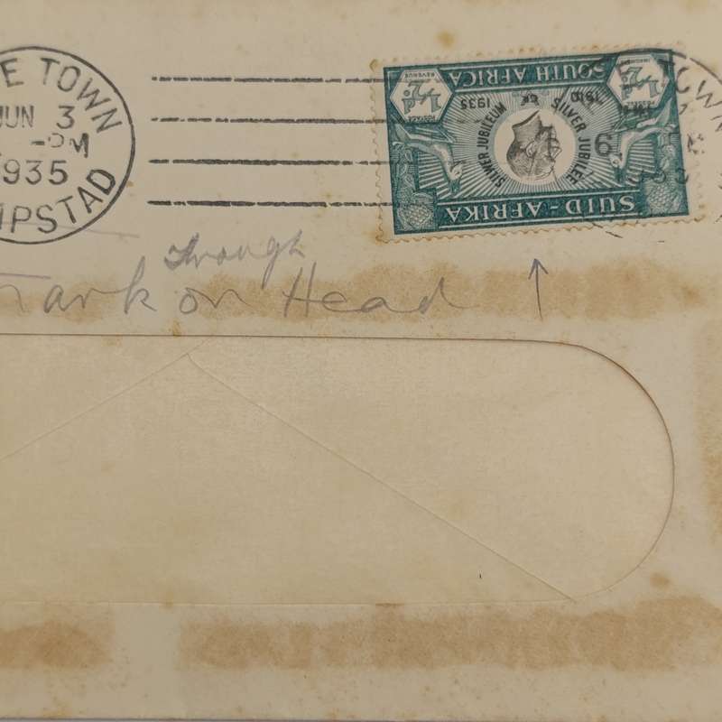Cover posted Cape Town to Fishhoek 3-6-1935 on Mimosa Dahlia Gardens Stationary