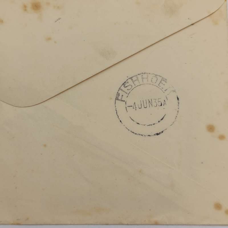 Cover posted Cape Town to Fishhoek 3-6-1935 on Mimosa Dahlia Gardens Stationary
