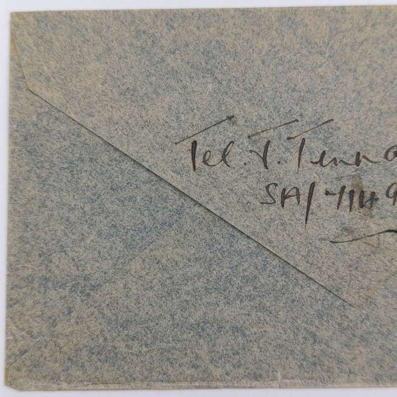 Airmail WW2 cover with HM Ship Censor mark plus Field Post cancel on 2 South Africa stamps