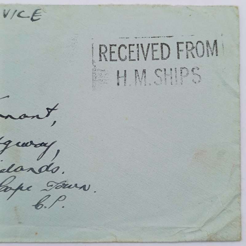WW2 On Active Service cover - Passed by Censor no. 2770 and Received from HM Ships marks applied