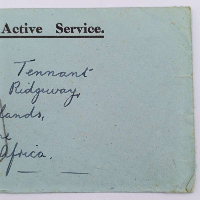 WW2 On Active Service cover to Pinelands, South Africa - with UNIT CENSOR W199 INDIA Rubber stamp