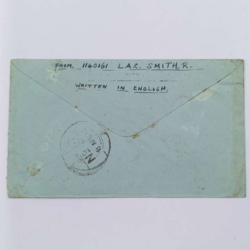 WW2 On Active Service cover to Pinelands, South Africa - with UNIT CENSOR W199 INDIA Rubber stamp