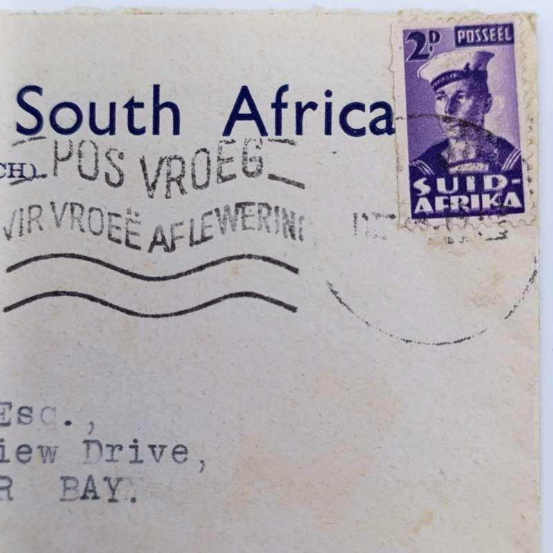 1946 Navy League of South Africa cover with Purple Navy Seaman stamp