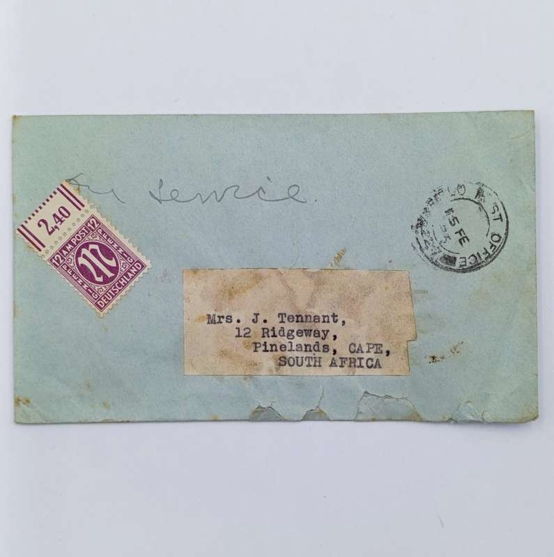 On Service 1945 WW2 Post cover with Field Post office 227 cancel posted to South Africa