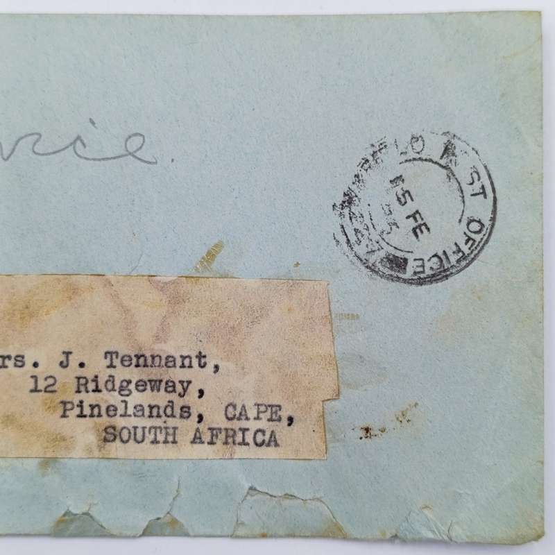 On Service 1945 WW2 Post cover with Field Post office 227 cancel posted to South Africa