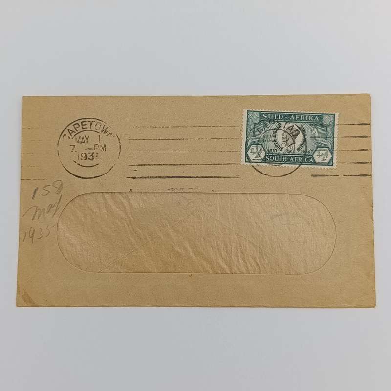1935 Silver Jubilee George 5 South Africa 1/2d stamp with first day use on cover