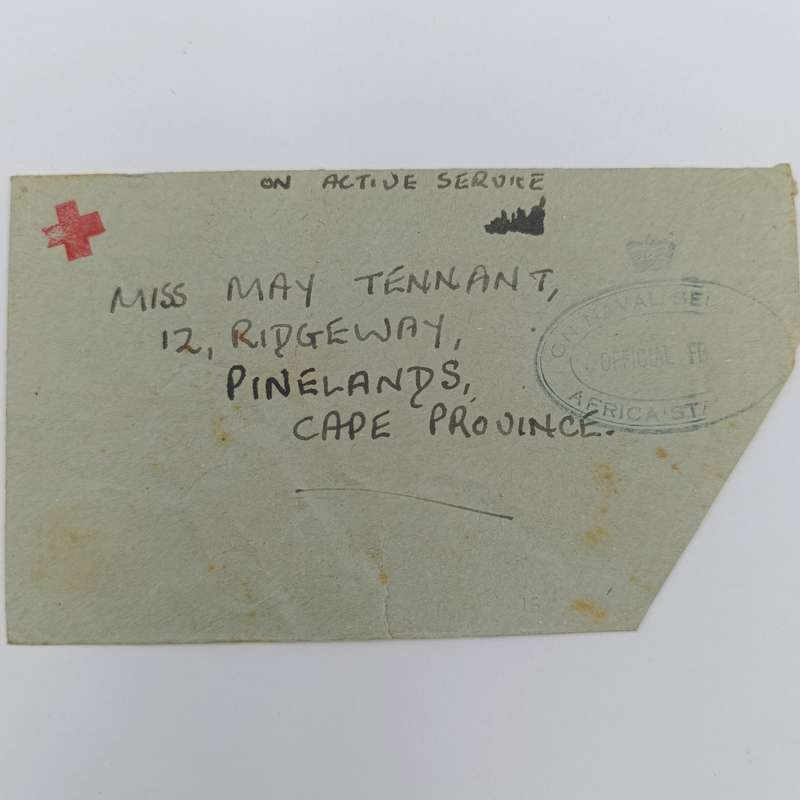 WW2 on Active Service cover Red Cross rubber stamp - ON NAVAL SERVICE rubber cancel HMS ASSEGAI