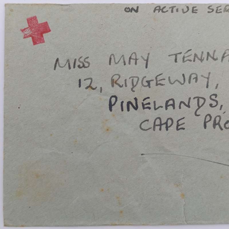 WW2 on Active Service cover Red Cross rubber stamp - ON NAVAL SERVICE rubber cancel HMS ASSEGAI