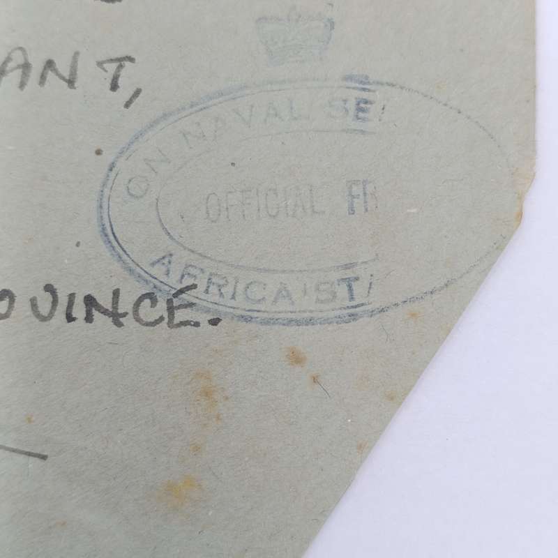 WW2 on Active Service cover Red Cross rubber stamp - ON NAVAL SERVICE rubber cancel HMS ASSEGAI