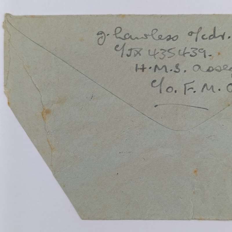 WW2 on Active Service cover Red Cross rubber stamp - ON NAVAL SERVICE rubber cancel HMS ASSEGAI