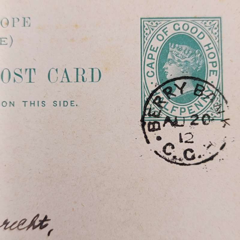 1912 Cape of Good Hope Reply paid card BERRY BANK Cape of Good Hope Cancel - very rare