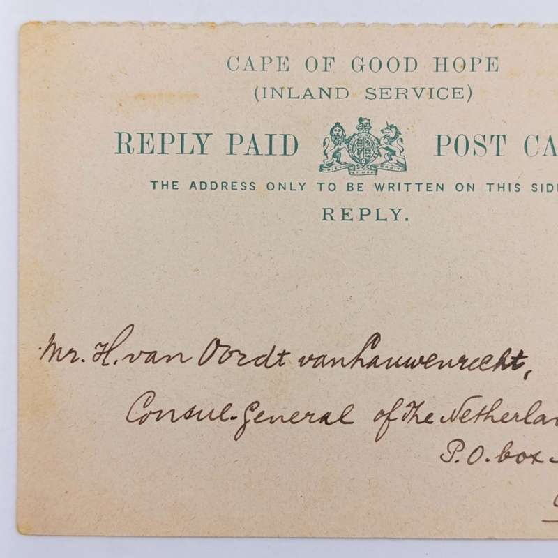 1912 Cape of Good Hope Reply paid card BERRY BANK Cape of Good Hope Cancel - very rare