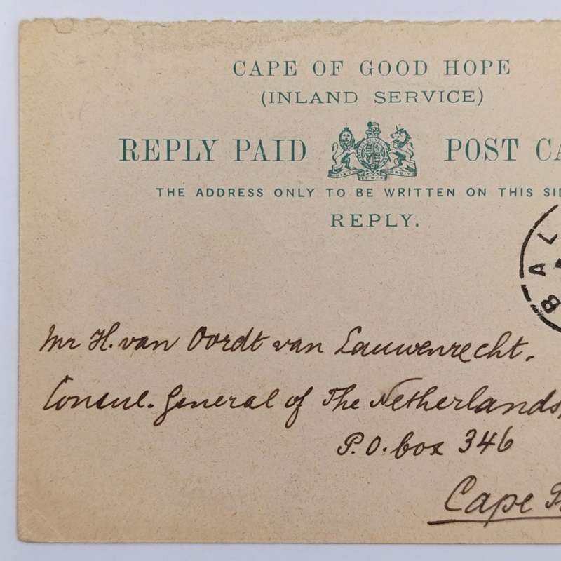 1912 Cape of Good Hope "615" BALMORAL proving card - highly rated - extremely rare