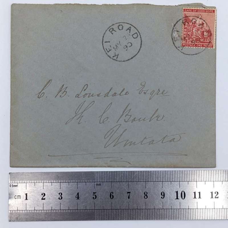 1890 Cover Kei Road to Umtata - One penny Cape of Good Hope stamp