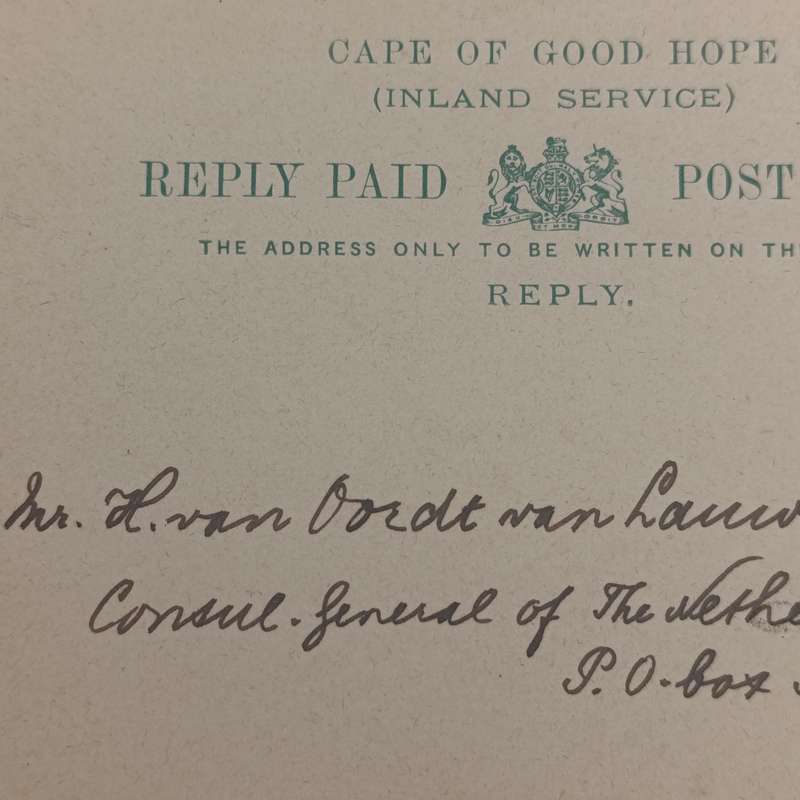 Cape of Good Hope 1912 Reply Paid Post card Achtertang (Rare) to Cape Town