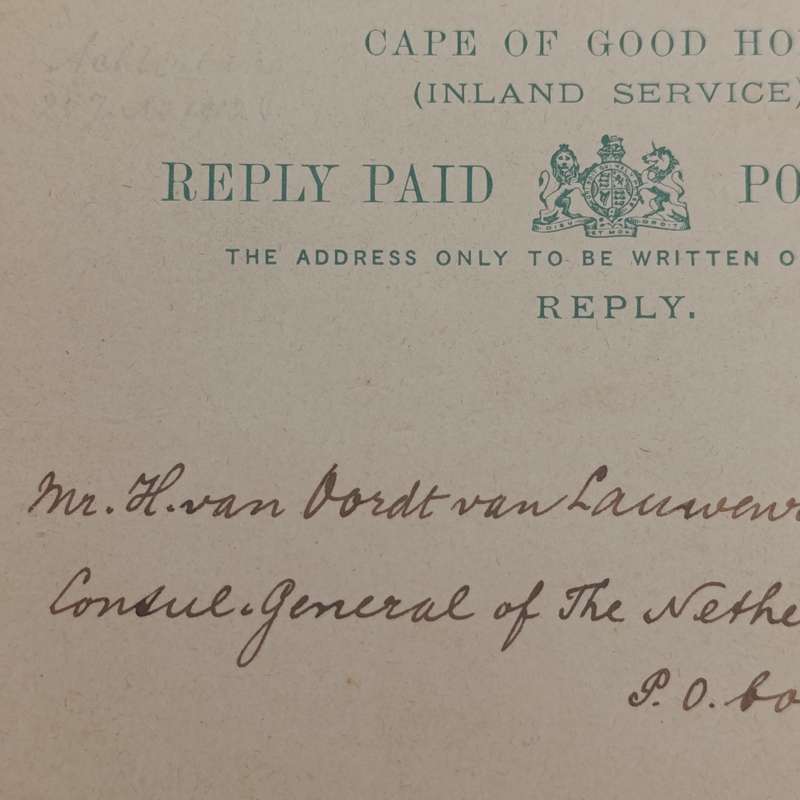 1912 Cape of Good Hope prepaid postcard posted Beervlei (Rare) to Cape Town