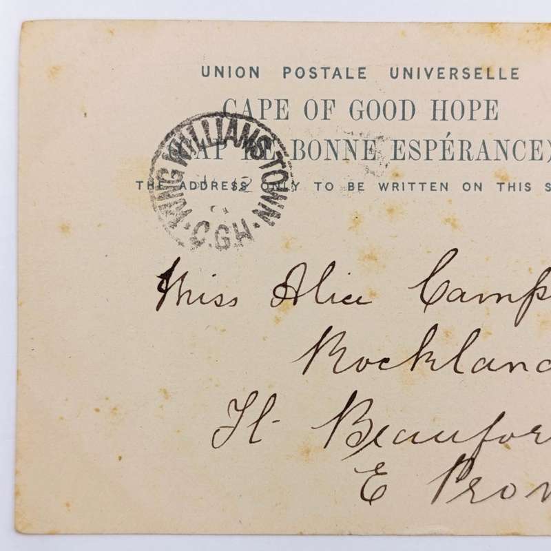 1898 pre printed card three half penny postage overprinted one penny - Mafeking to Fort Beaufort