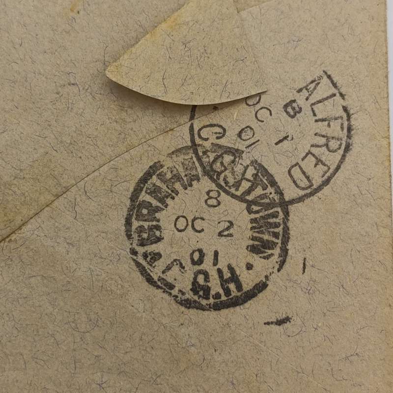 1901 Letter Kowie West to Grahamstown, Cape of Good Hope Backstamped Port Alfred and Grahamstown