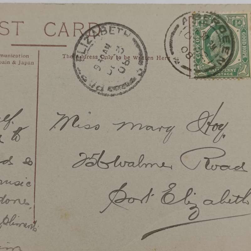 1908 Colored card Aberdeen to Port Elizabeth, Philco series Christmas picture