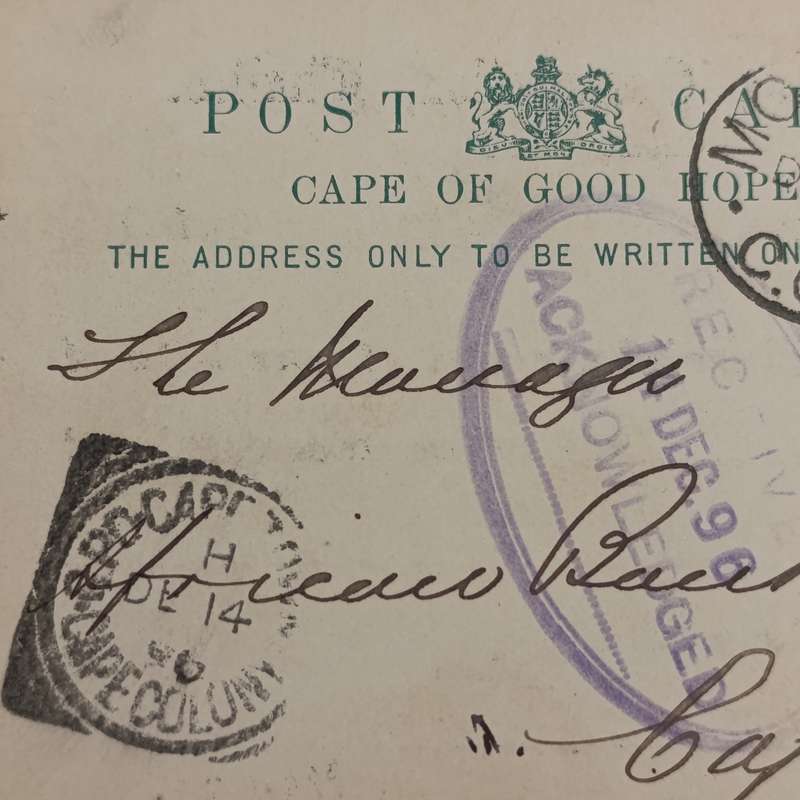 Pre Printed postage postcard - Molteno, Cape of Good Hope to Cape Colony 1896 with receipt