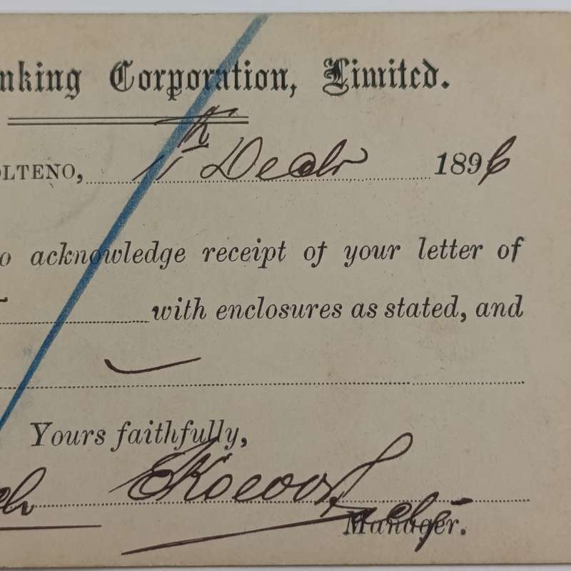 Pre Printed postage postcard - Molteno, Cape of Good Hope to Cape Colony 1896 with receipt