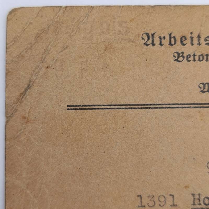 1941 WW2 Hamburg Proof of appointment as construction worker - Identification JCL Hoencamp