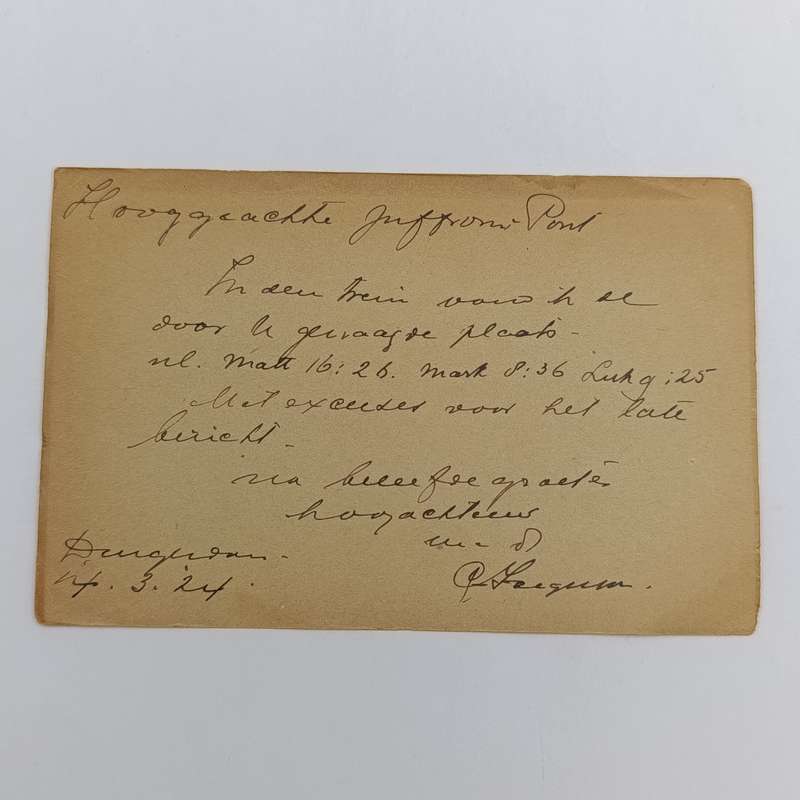 1924 Pre printed postage postcard with 7 1/2 cent postage from Durgerdam to Hilversum Holland