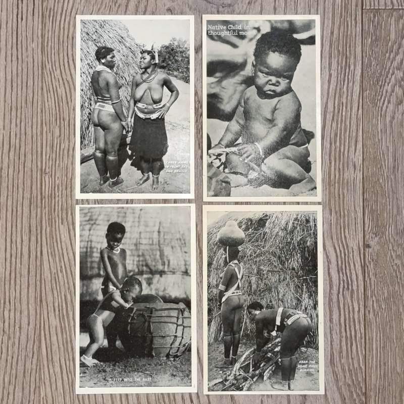 Twelve Glossy postcards of South African Native studies in original packaging