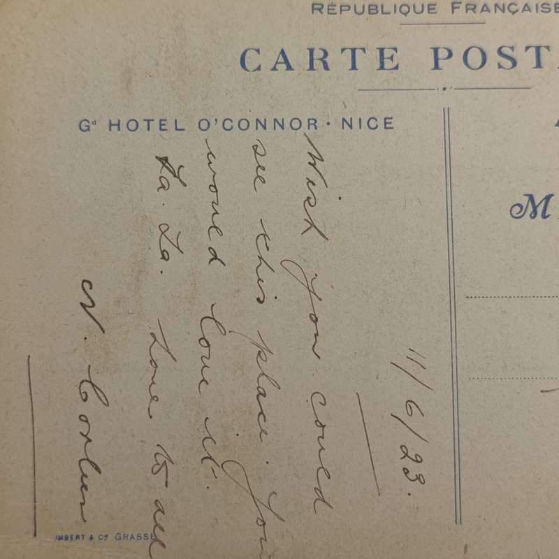 1923 Postcard NICE, France to Woodstock, South Africa with 30c French stamp