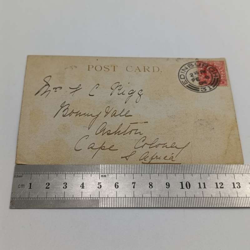 1904 Postcard Edinburgh, Scotland to Cape Colony - one penny Edward stamp
