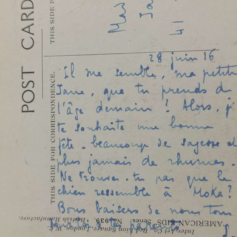 1916 WW1 postcard Paris to Rouen, France - funny card