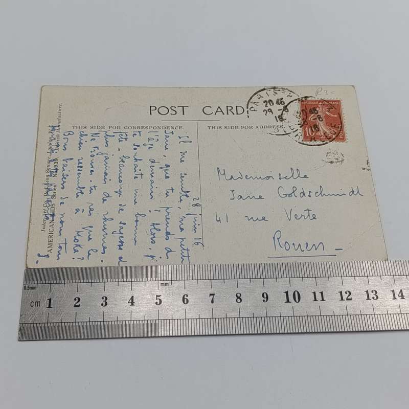 1916 WW1 postcard Paris to Rouen, France - funny card