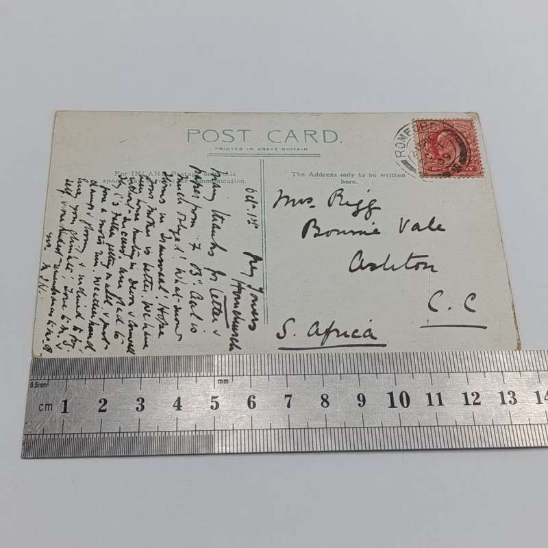 1909 Postcard from Romford, England to Ashton, Cape Colony