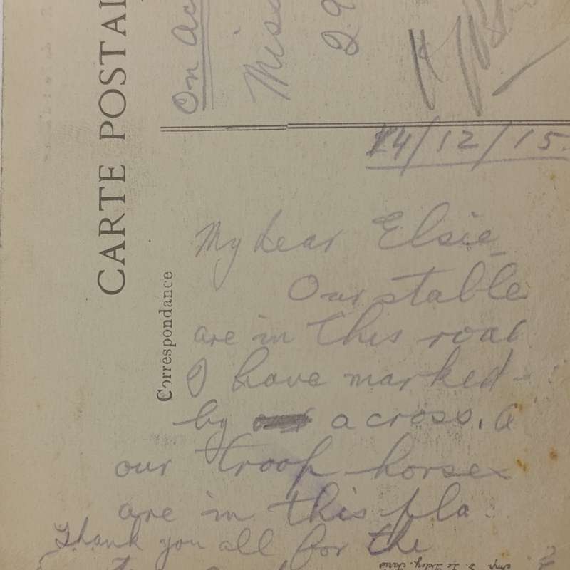 Censored WW1 postcard sent from Field Post Office C9 to Bedford England - December 1915