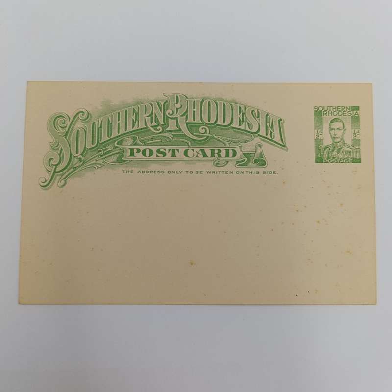 Southern Rhodesia prepaid postcard with printed George 6 1/2d postage