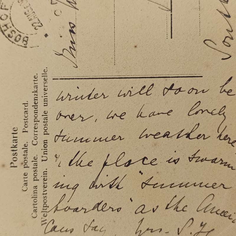 1908 Postcard from Baden, Germany to Boshof, Orange River Colony Picture of girls in Spinning class