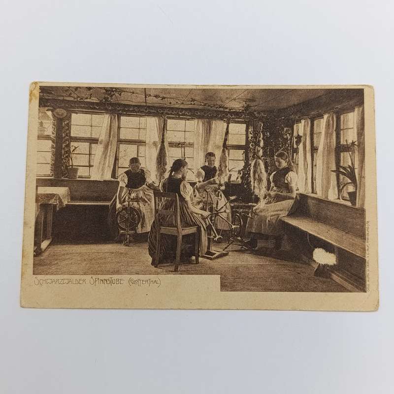 1908 Postcard from Baden, Germany to Boshof, Orange River Colony Picture of girls in Spinning class