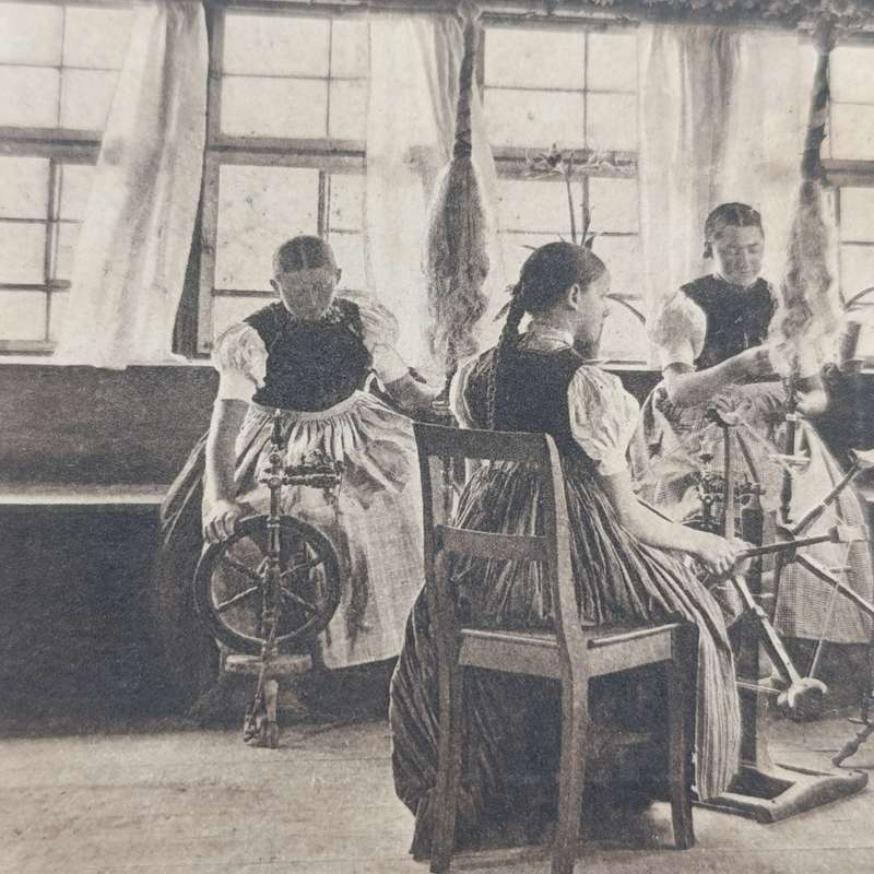 1908 Postcard from Baden, Germany to Boshof, Orange River Colony Picture of girls in Spinning class