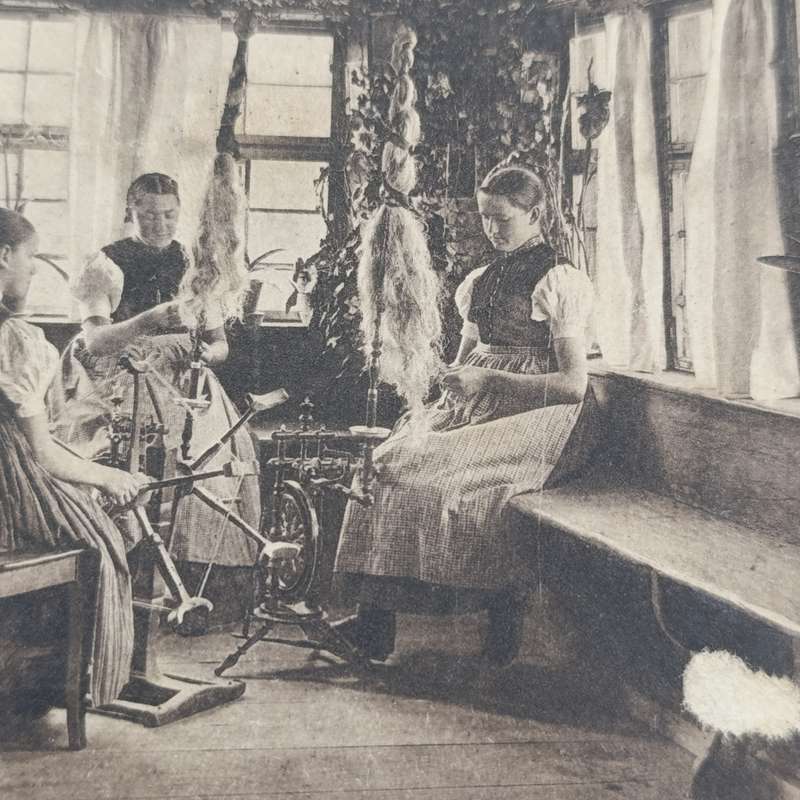 1908 Postcard from Baden, Germany to Boshof, Orange River Colony Picture of girls in Spinning class