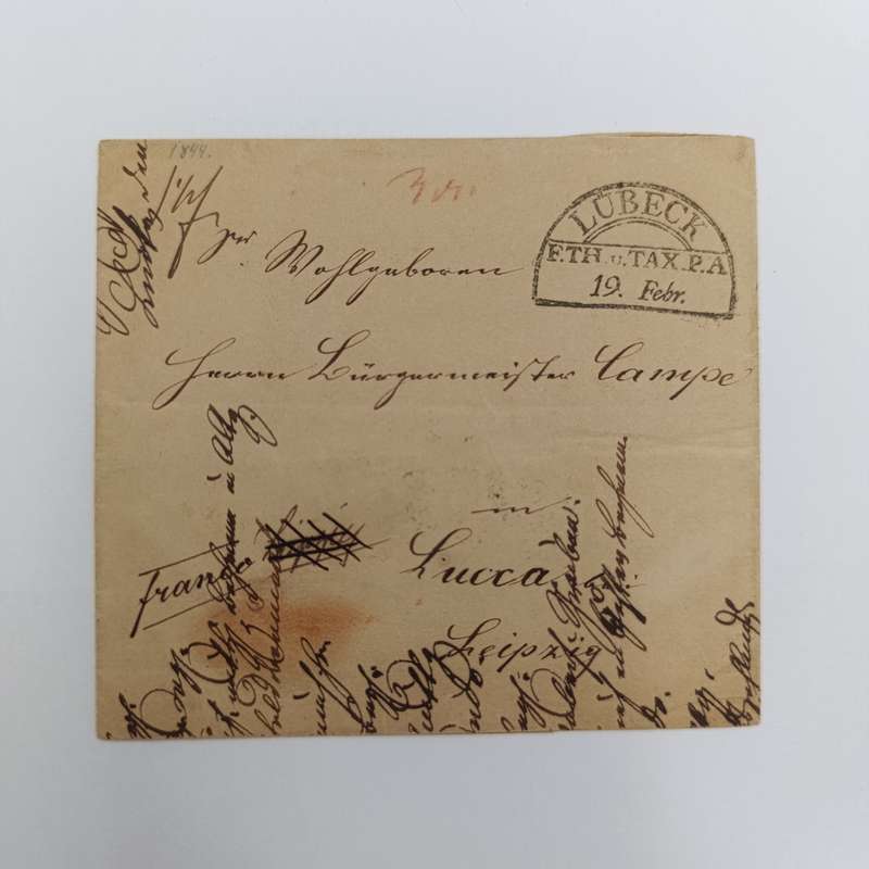 1844 letter from Lubeck to Leipzig forwarded through Hamburg