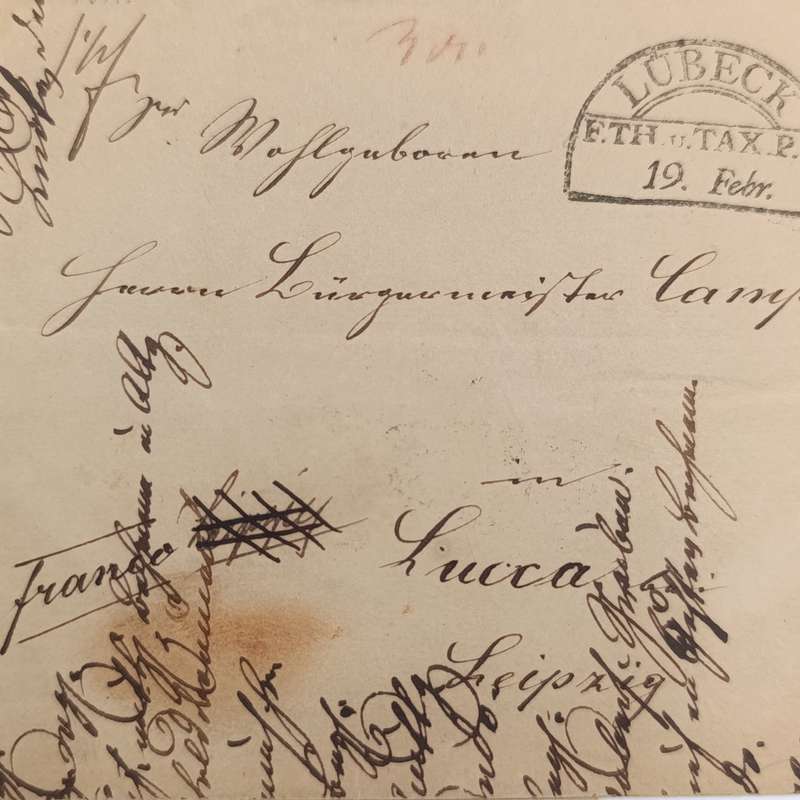 1844 letter from Lubeck to Leipzig forwarded through Hamburg