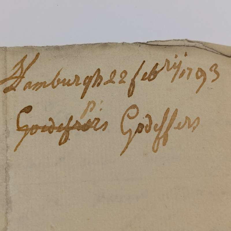 1793 Letter from Hamburg to Gand (France) endorsed "fr. Wesel" in manuscript