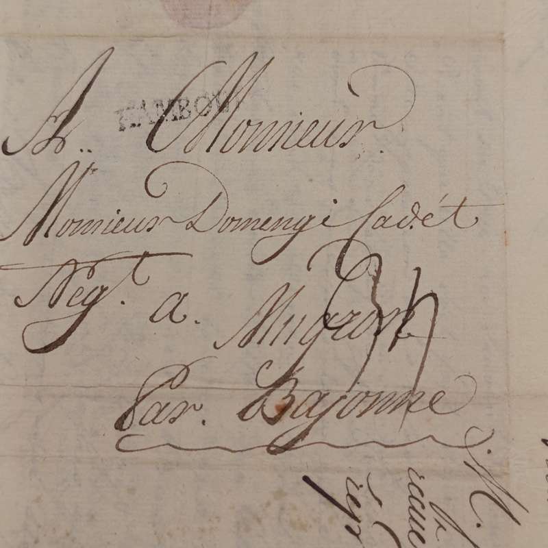 1780 Letter from Hamburg to Bajonne (France)