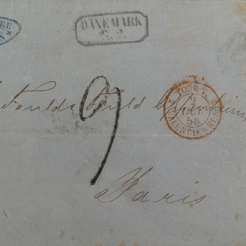 1856 Letter from Copenhagen to Paris forwarded through the Danish Post Office in Hamburg