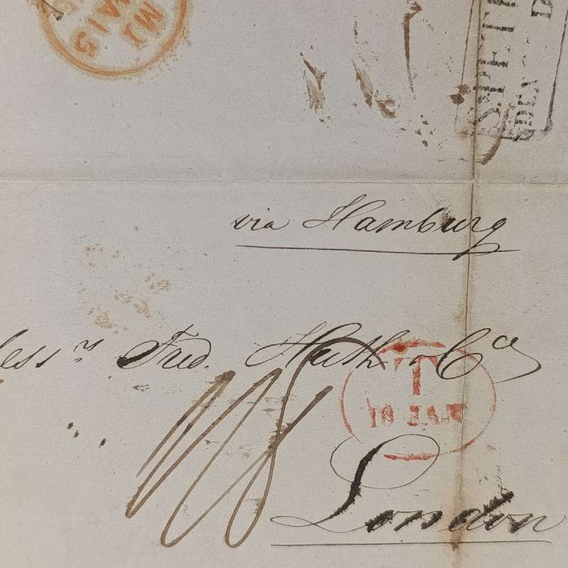 1844  letter from St Petersburg to London forwarded via the Prussian Post Office in Hamburg
