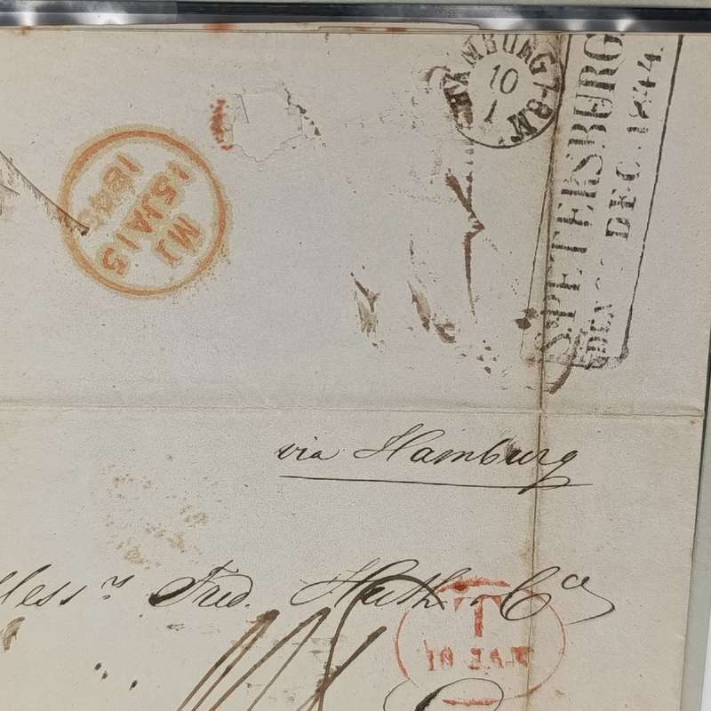 1844  letter from St Petersburg to London forwarded via the Prussian Post Office in Hamburg