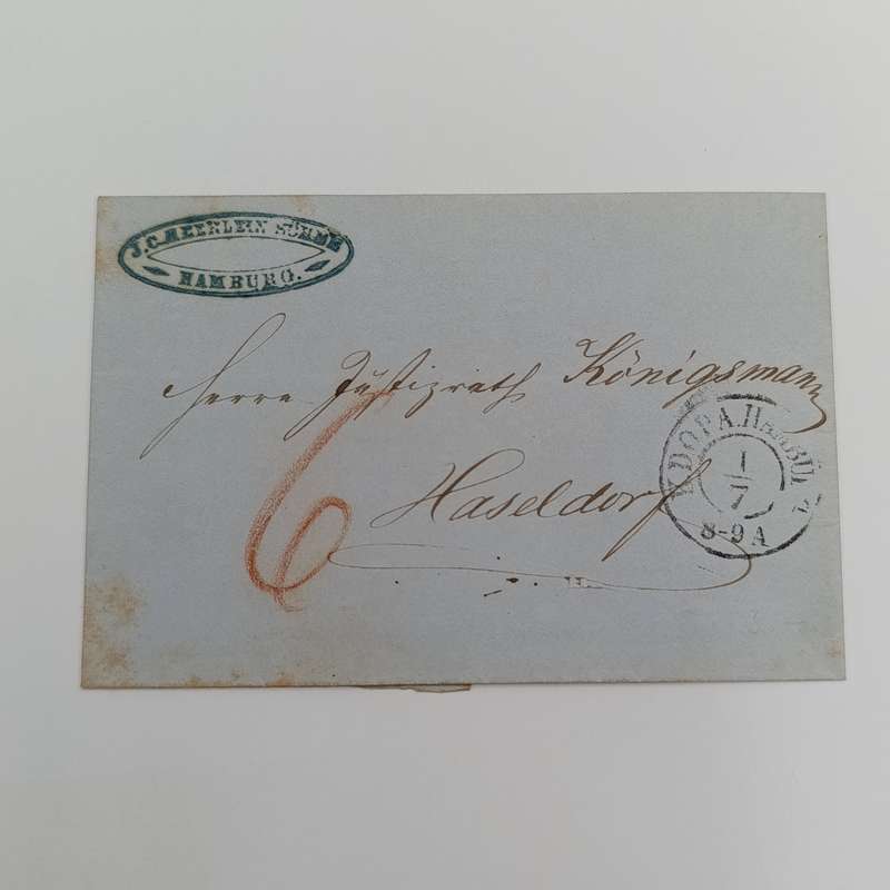 1853 Early Letter from the Danish Post Office in Hamburg to Hoseldorf
