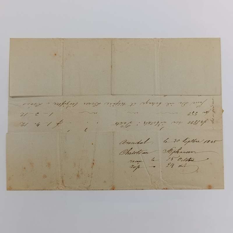 1845 Early letter from Arendat (Norway) to Bordeaux endorsed "Franco Hamburg"